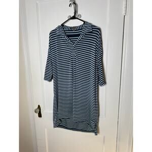 Peter Millar Summer Comfort Blue Striped Golf Performance Polo Shirt Large